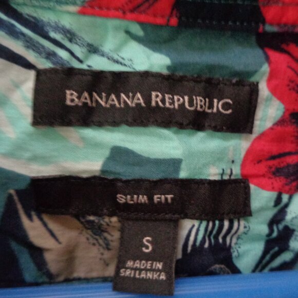 Banana Republic Woman's Green Floral Shirt Hawaiian Slim Fit Small Blouse Top - Picture 2 of 2